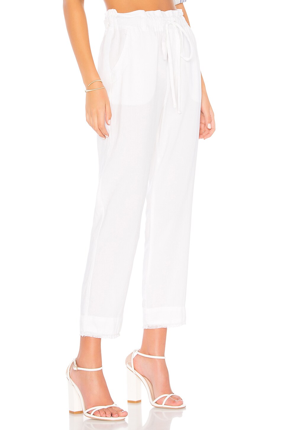 Bella Dahl Ruffle High Waisted Trouser in White