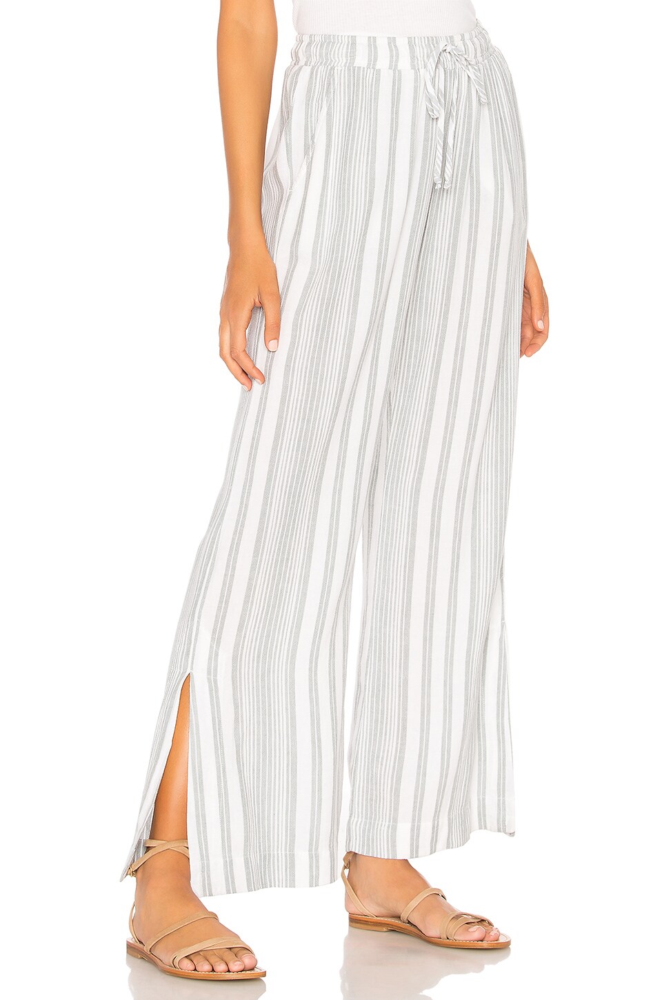 Bella Dahl Side Slit Wide Leg Pant in Soft Olive