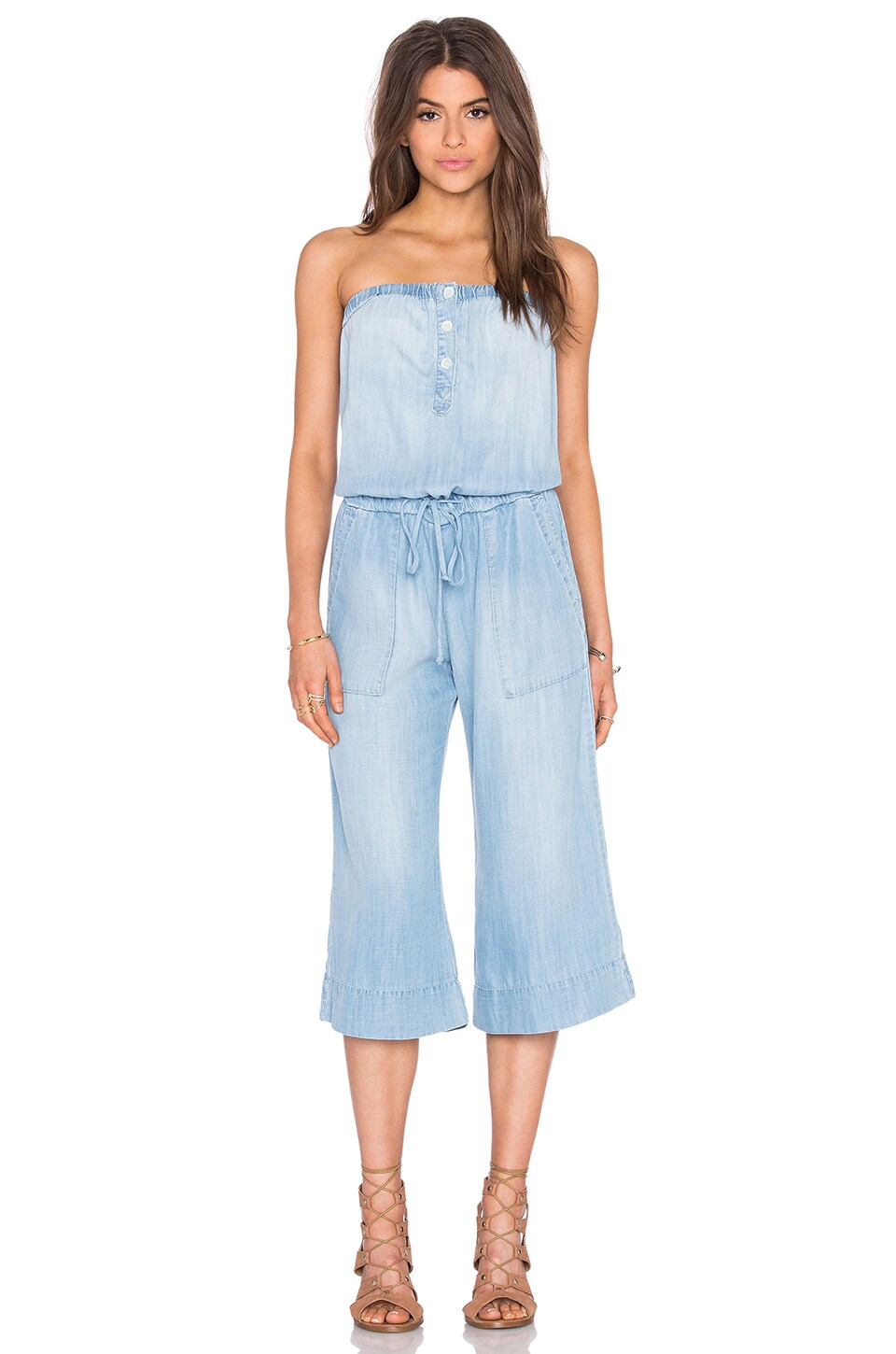 Bella Dahl Strapless Crop Jumpsuit in Bay Wash | REVOLVE