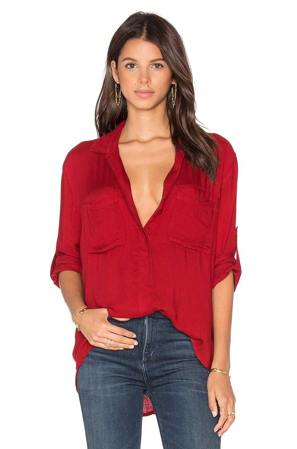 Bella Dahl Split Back Button Down in Red Brick REVOLVE