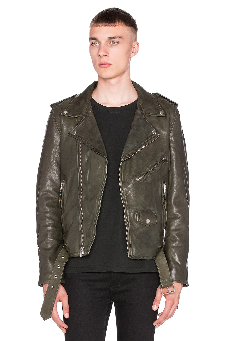 BLK DNM X REVOLVE MAN Exclusive Leather Jacket 5 in Military Green ...