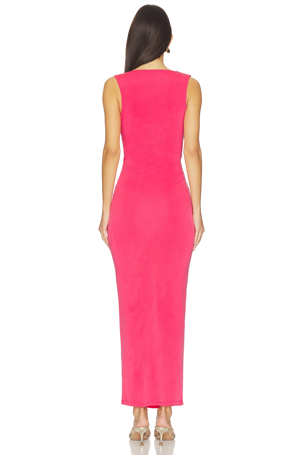 hot pink balmain dress Draped Slit Maxi Dress