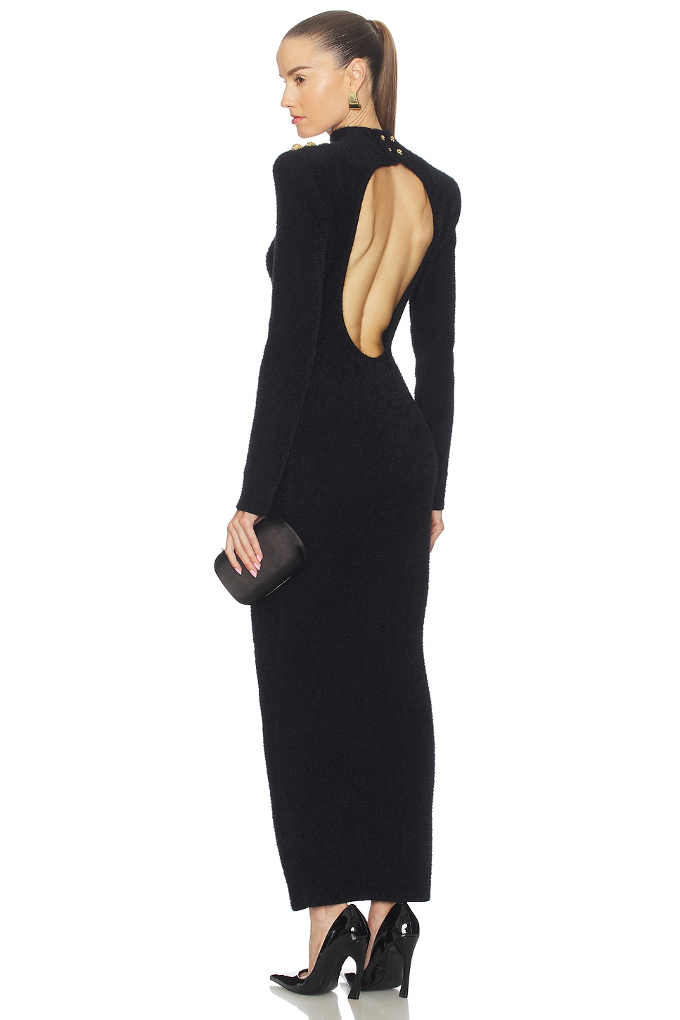 BALMAIN Open Back Long Dress in Noir | REVOLVE BALMAIN Open Back Long Dress in Noir | REVOLVE