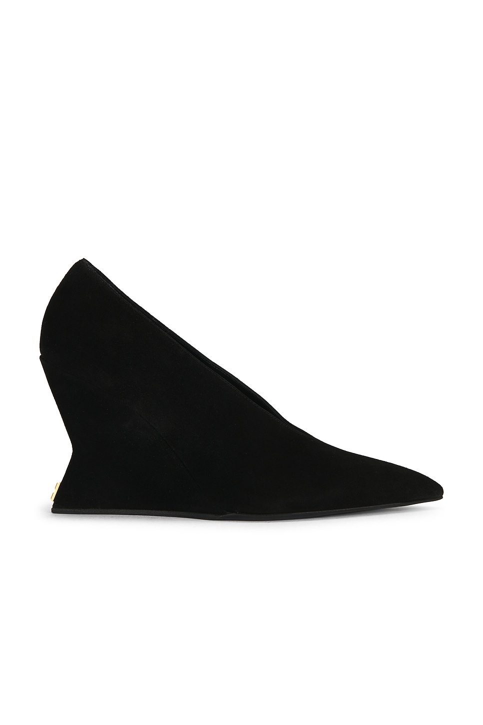Suede Wedge Pump in Noir
