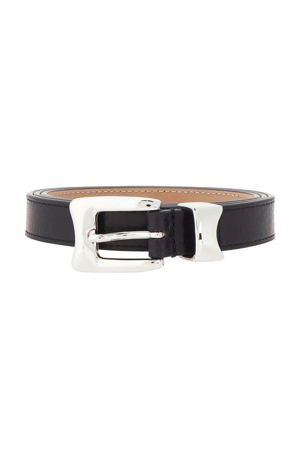 NEW B-LOW THE BELT aiden rugous belt in black silver B-low the Belt Aiden ruggous hip belt Italian black leather  main image 2