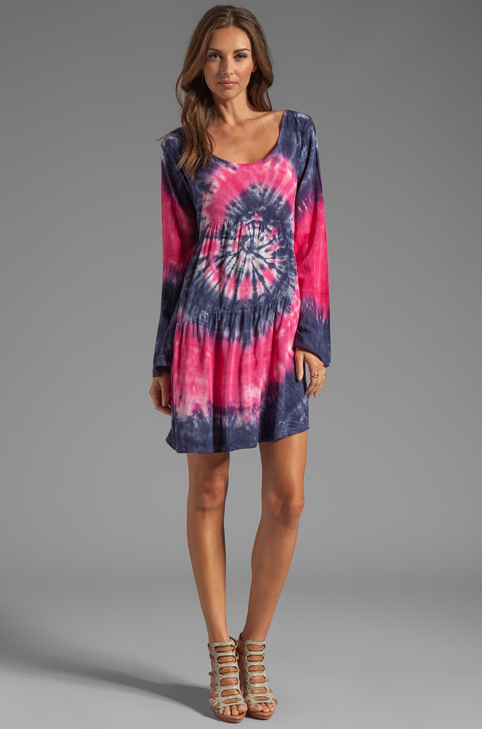 Blu Moon Long Sleeve Uneven Babydoll Dress in Rose | REVOLVE