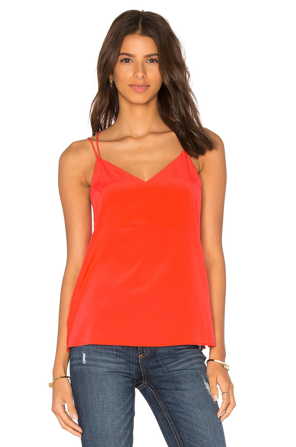 Bella Luxx Cross Back Spaghetti Cami in Coral Reef
