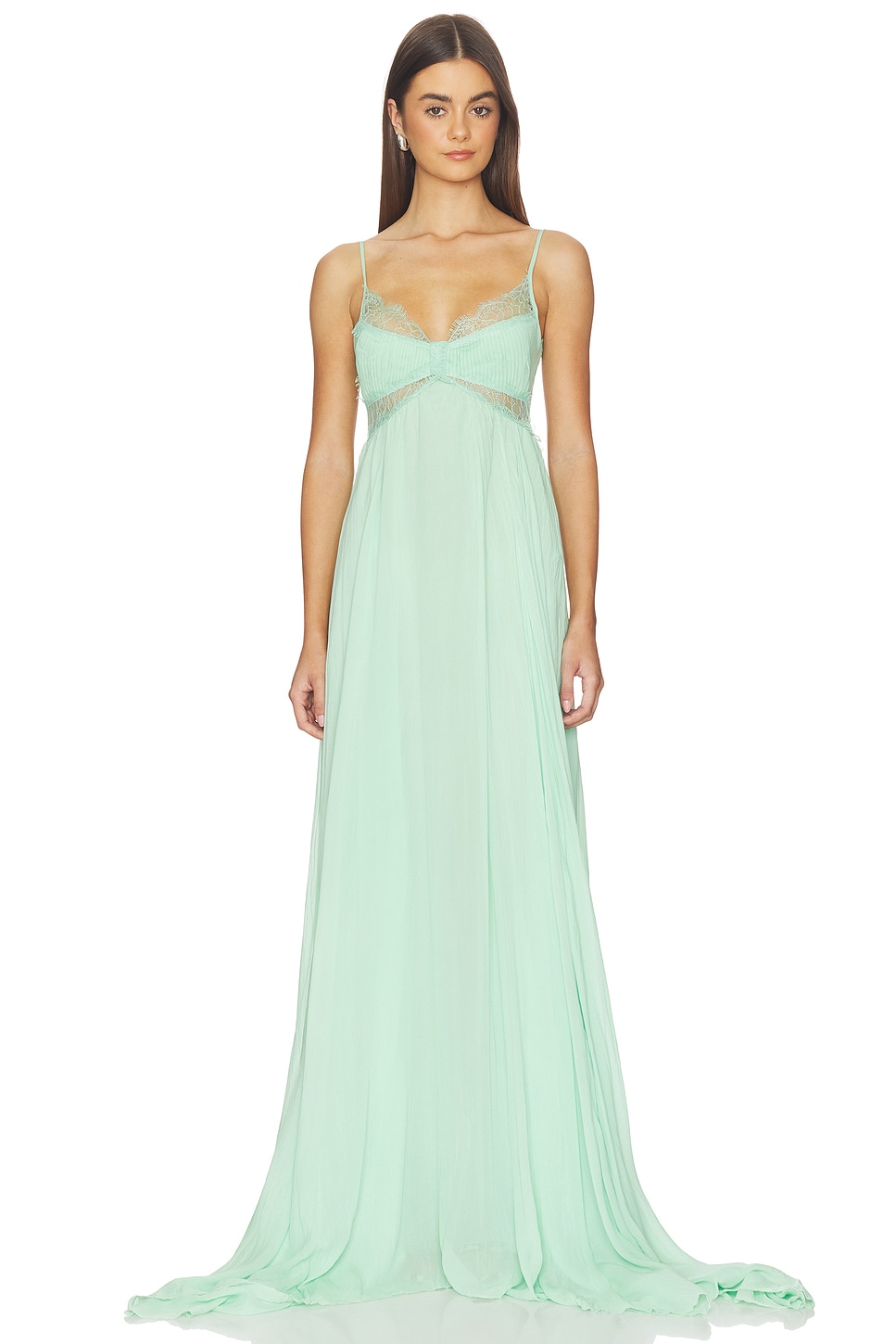 blumarine green dress Georgette Plisse in Lily kids luxury dress
