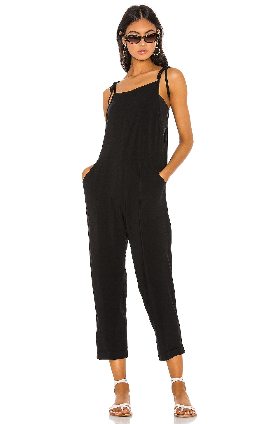 Bobi BLACK Woven Viscose Jumpsuit in Black | REVOLVE