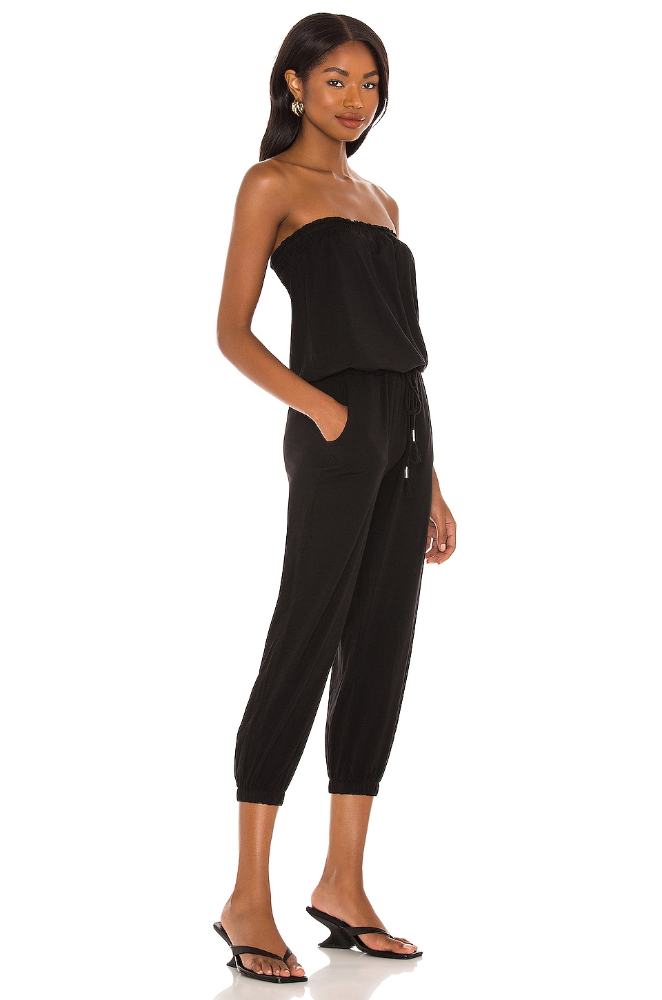 Bobi Jersey Strapless Jumpsuit in Black