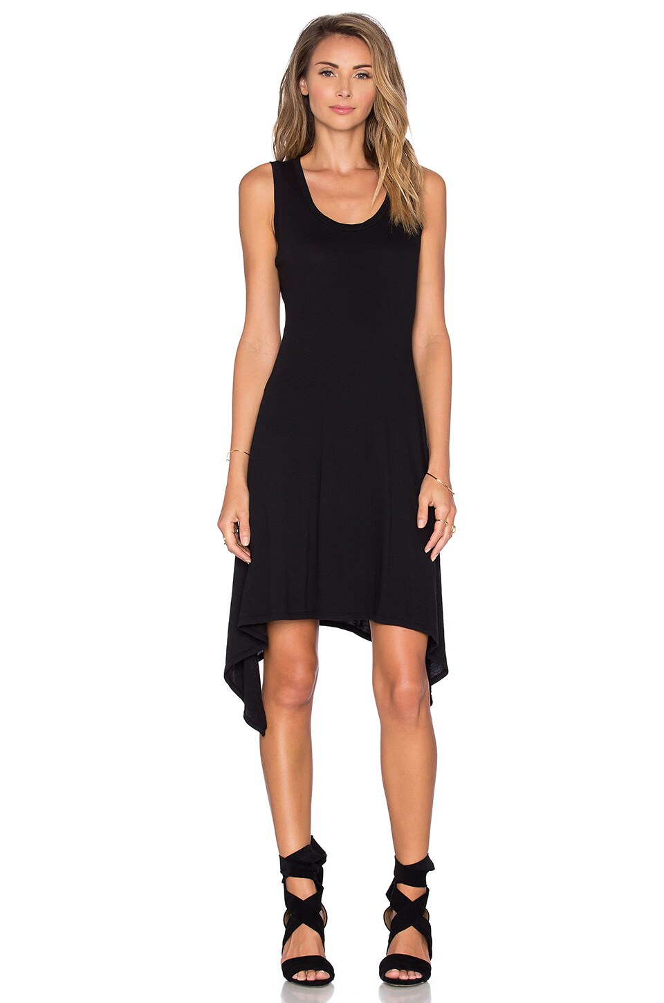 Bobi Lightweight Jersey Cut Out Asymmetrical Dress in Black | REVOLVE