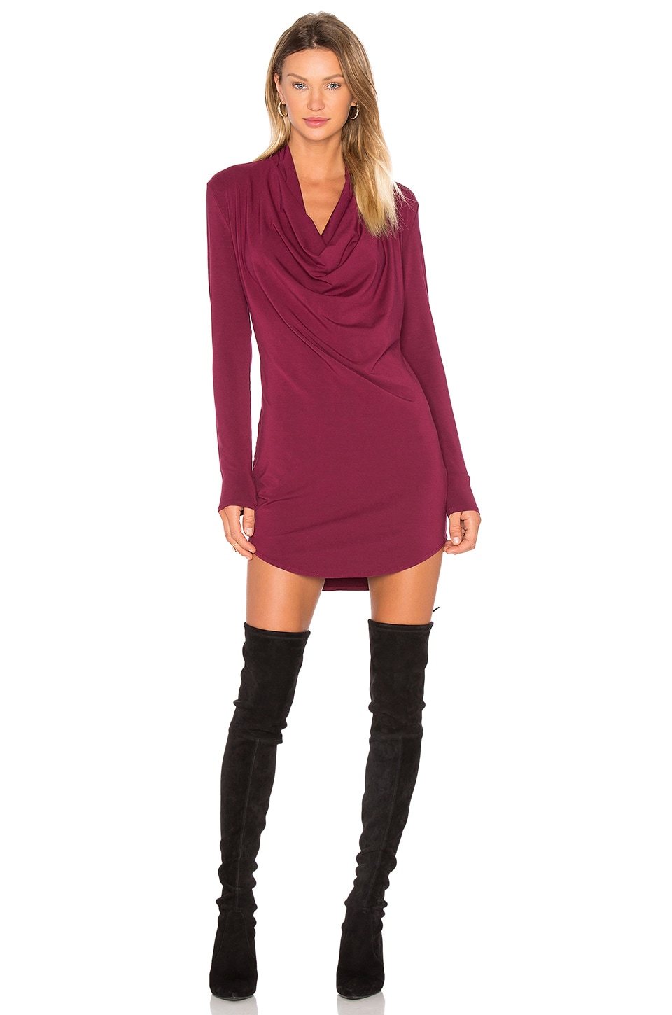 long sleeve cowl neck dress