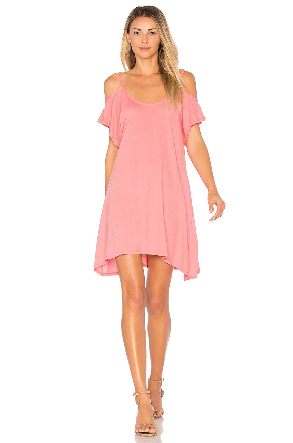 light pink cold shoulder dress