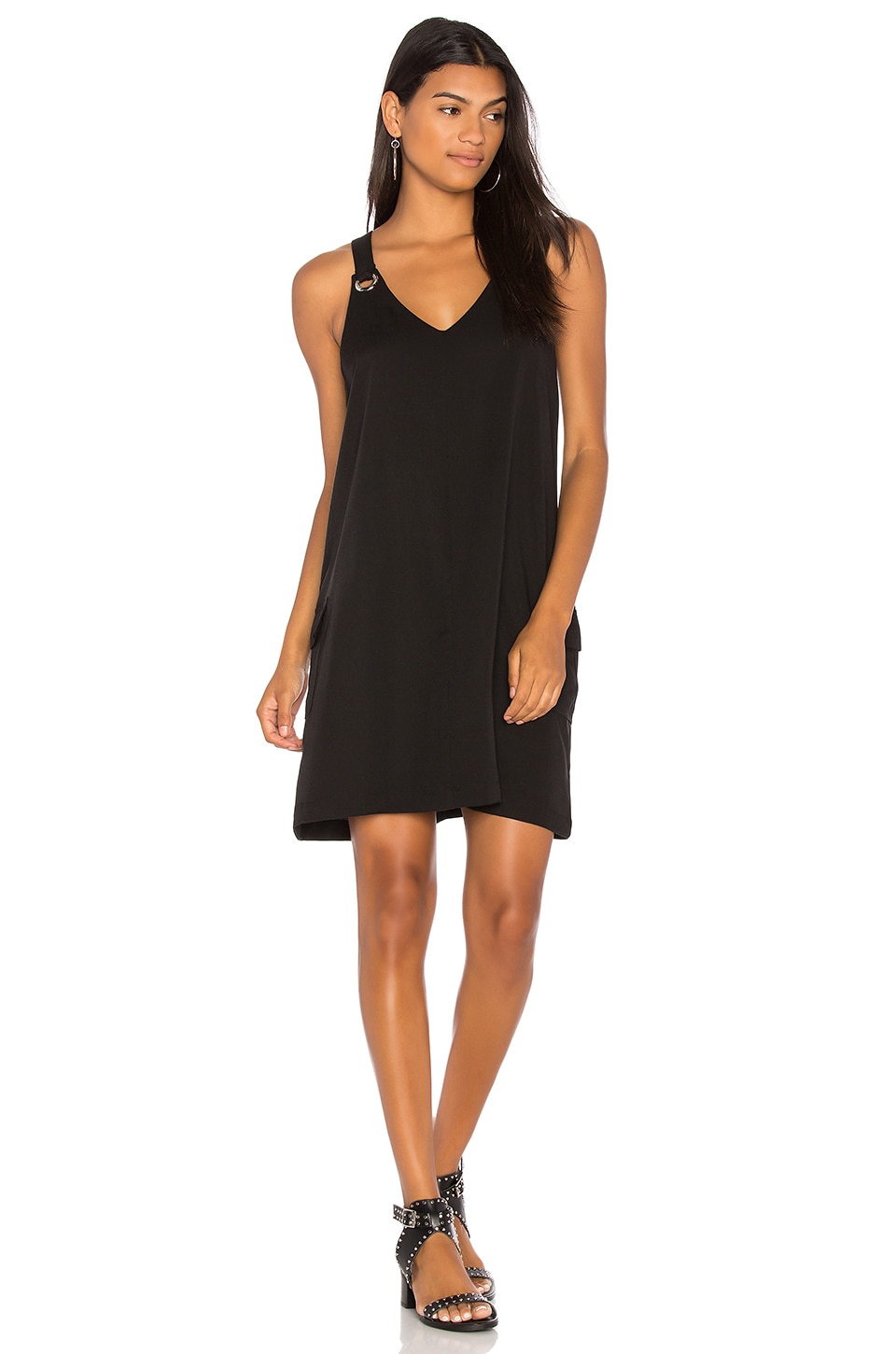 Bobi BLACK Grommet Tank Dress in Black | REVOLVE