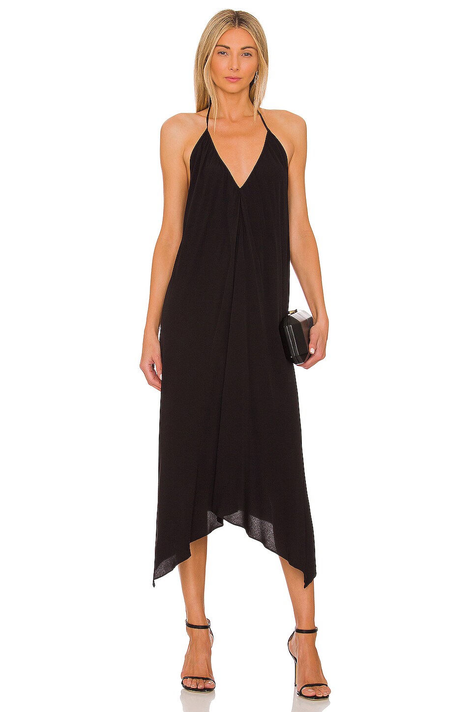 Bobi Luxe Crepe Midi Dress in Black | REVOLVE