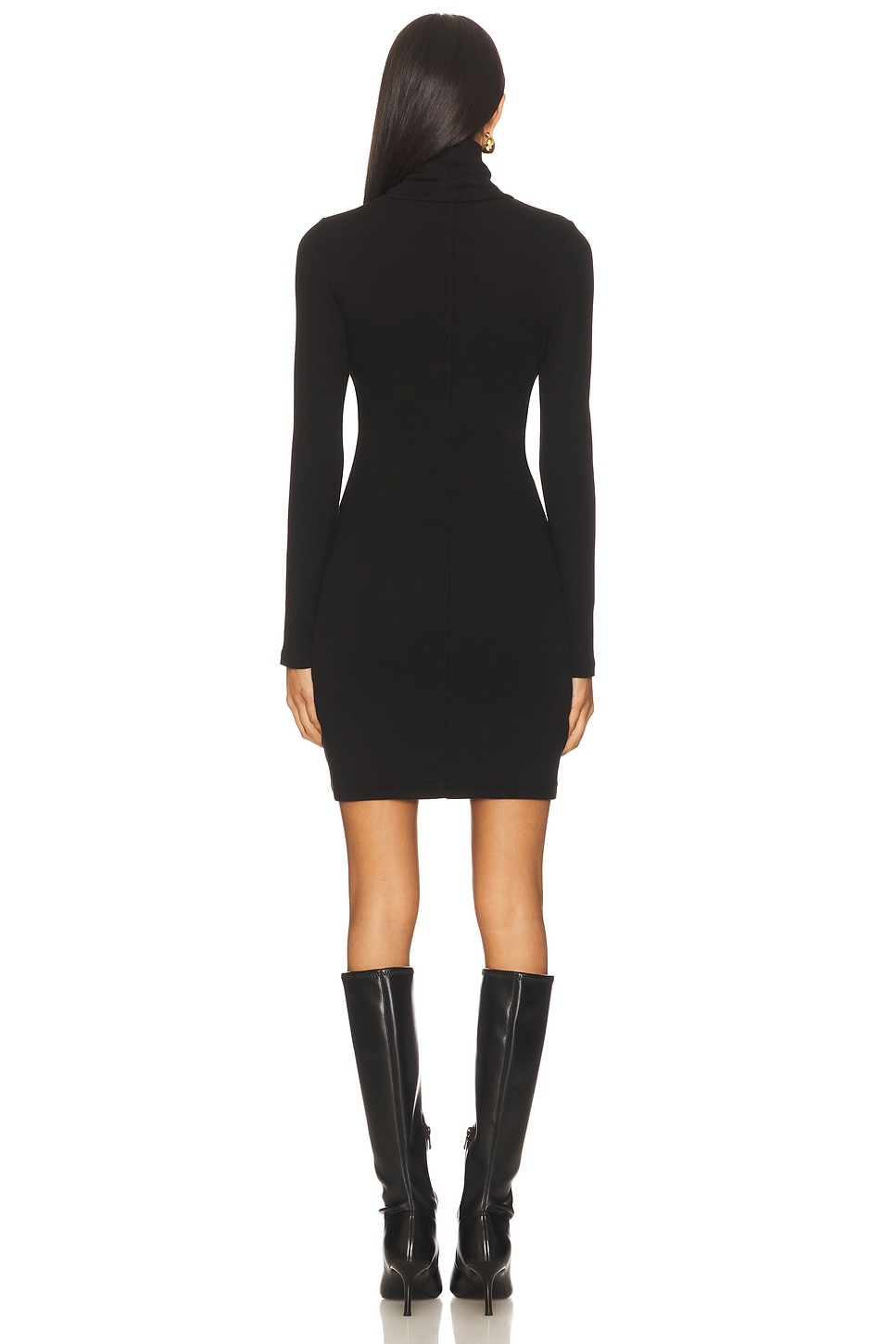 black turtleneck mini dress Commando Ballet Body with Thumbholes | | One Size Perfect for date nights Vhari Recycled Knit Sleeveless Turtleneck