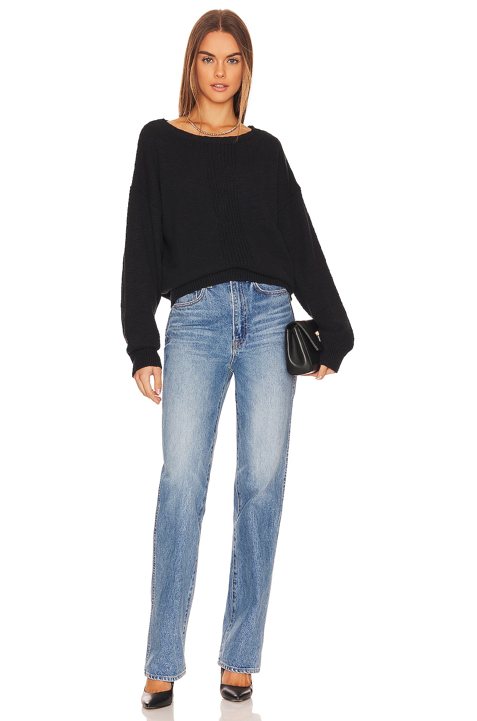 Bobi Center Stitch Boatneck Sweater