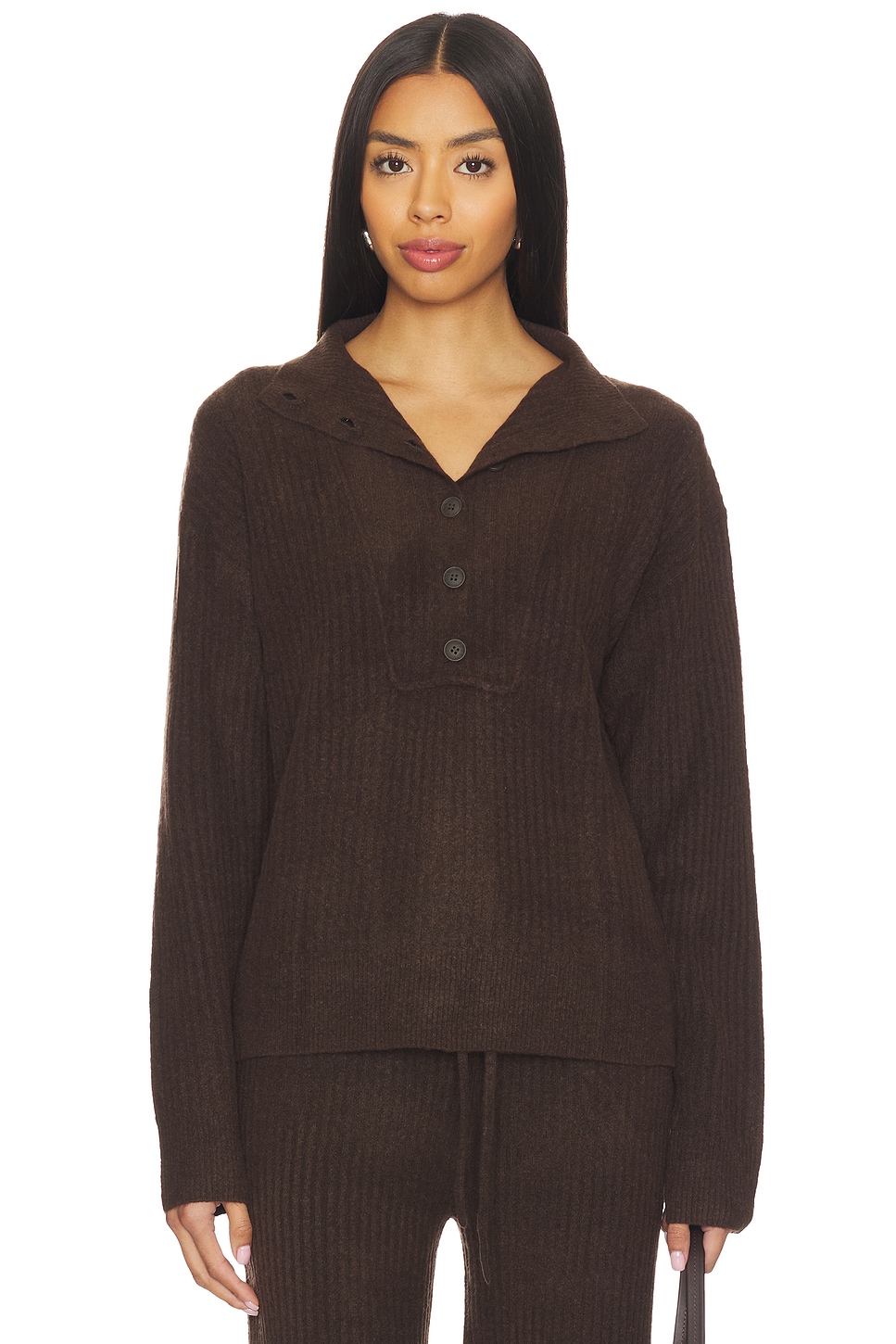 Button Funnel Neck Sweater
