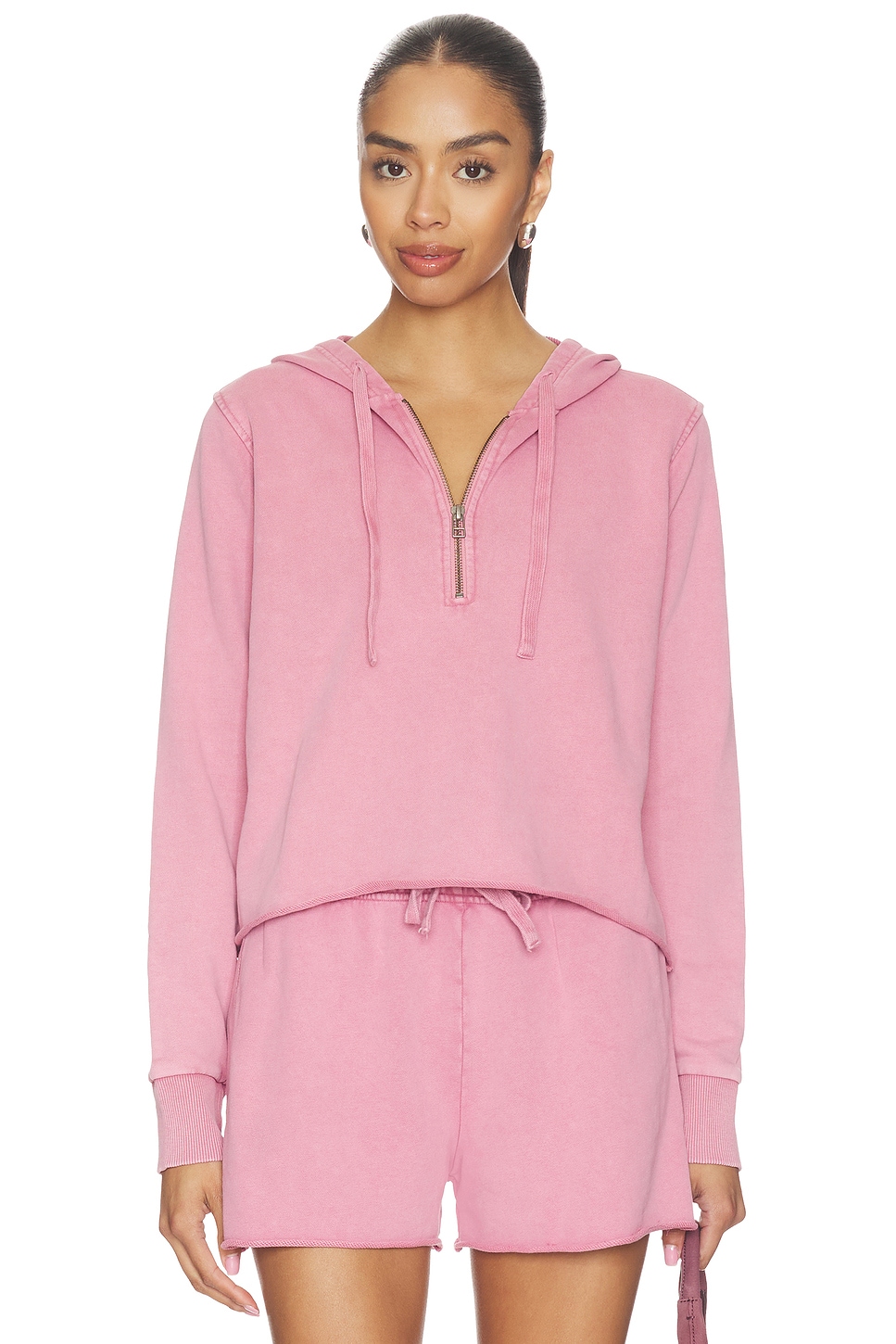 Half Zip Crop Hoodie
