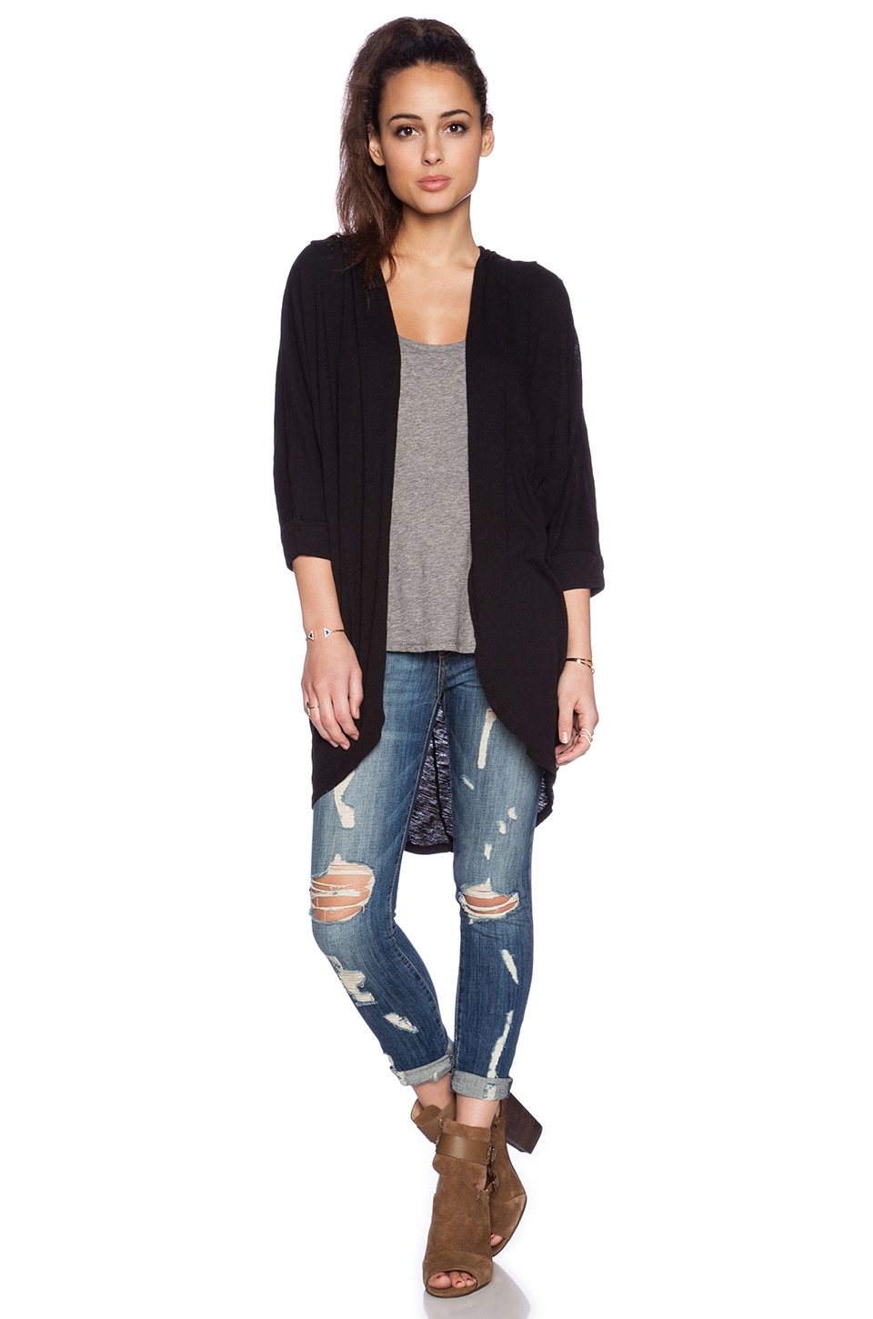 short sleeve slub cardigan