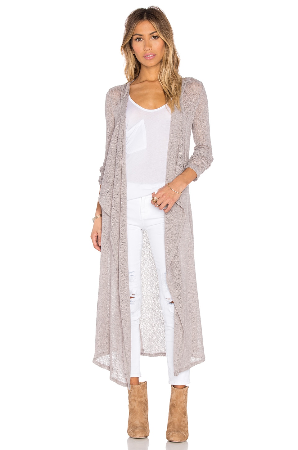 Bobi Mesh Sweater Long Sleeve Long Cardigan in Grey REVOLVE