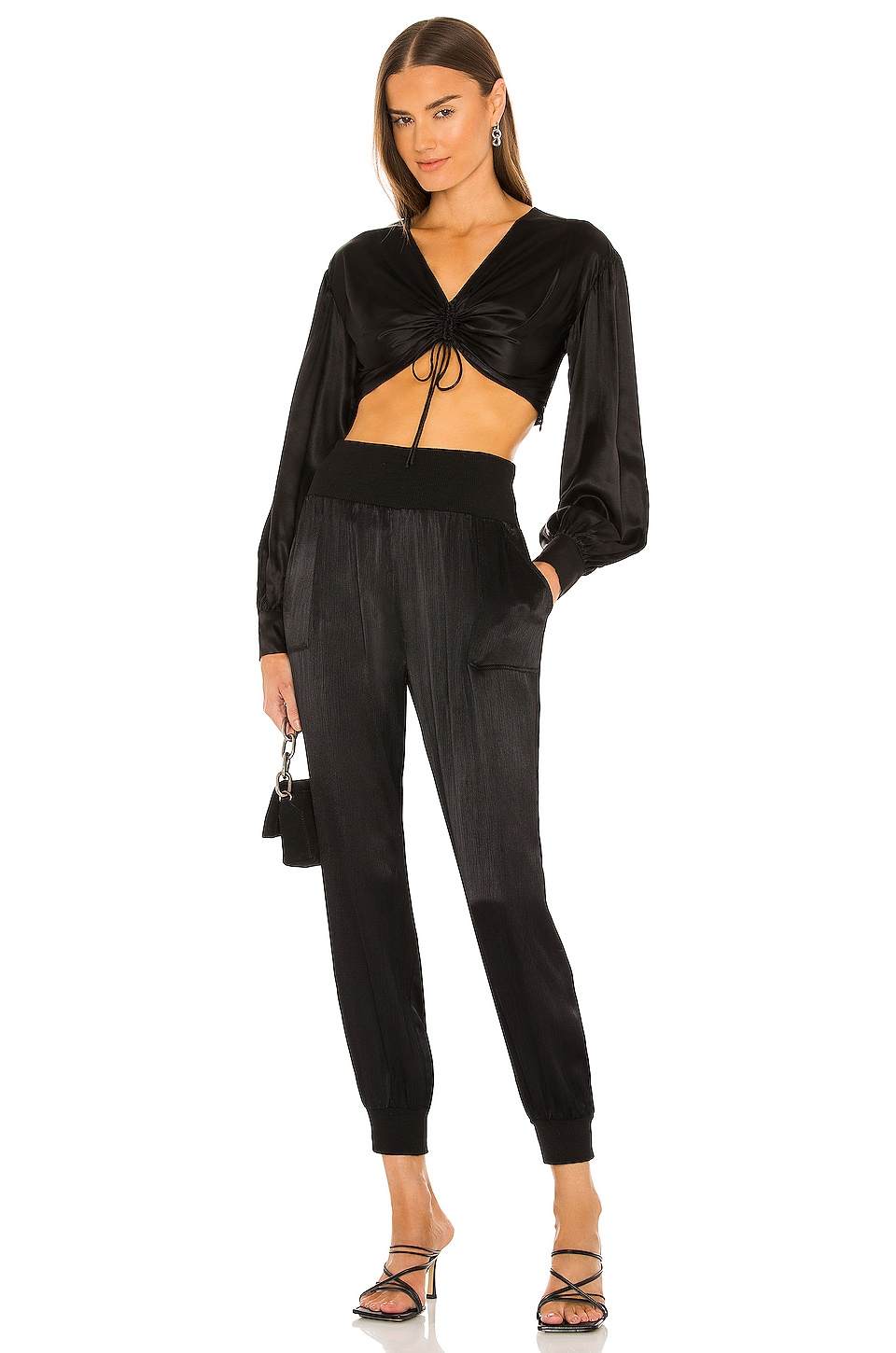 Bobi BLACK Sleek Textured Pant thumbnail