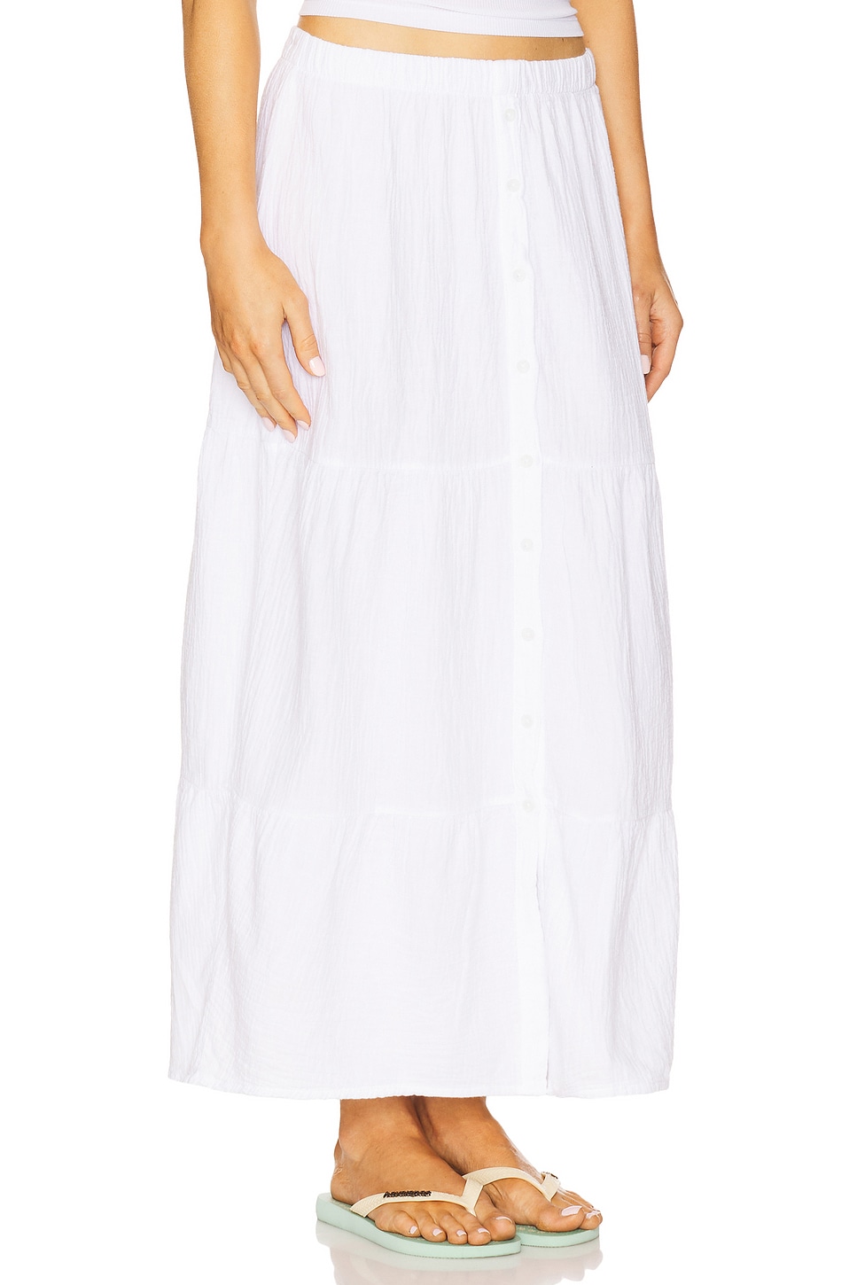 Tiered Button Front Maxi Skirt - Thumbnail 3