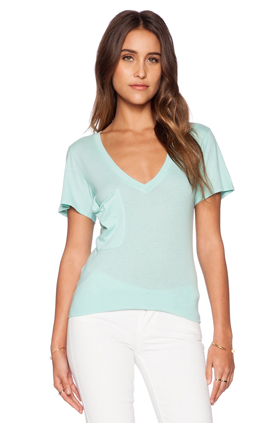 Light Weight Jersey V Neck Pocket Tee 