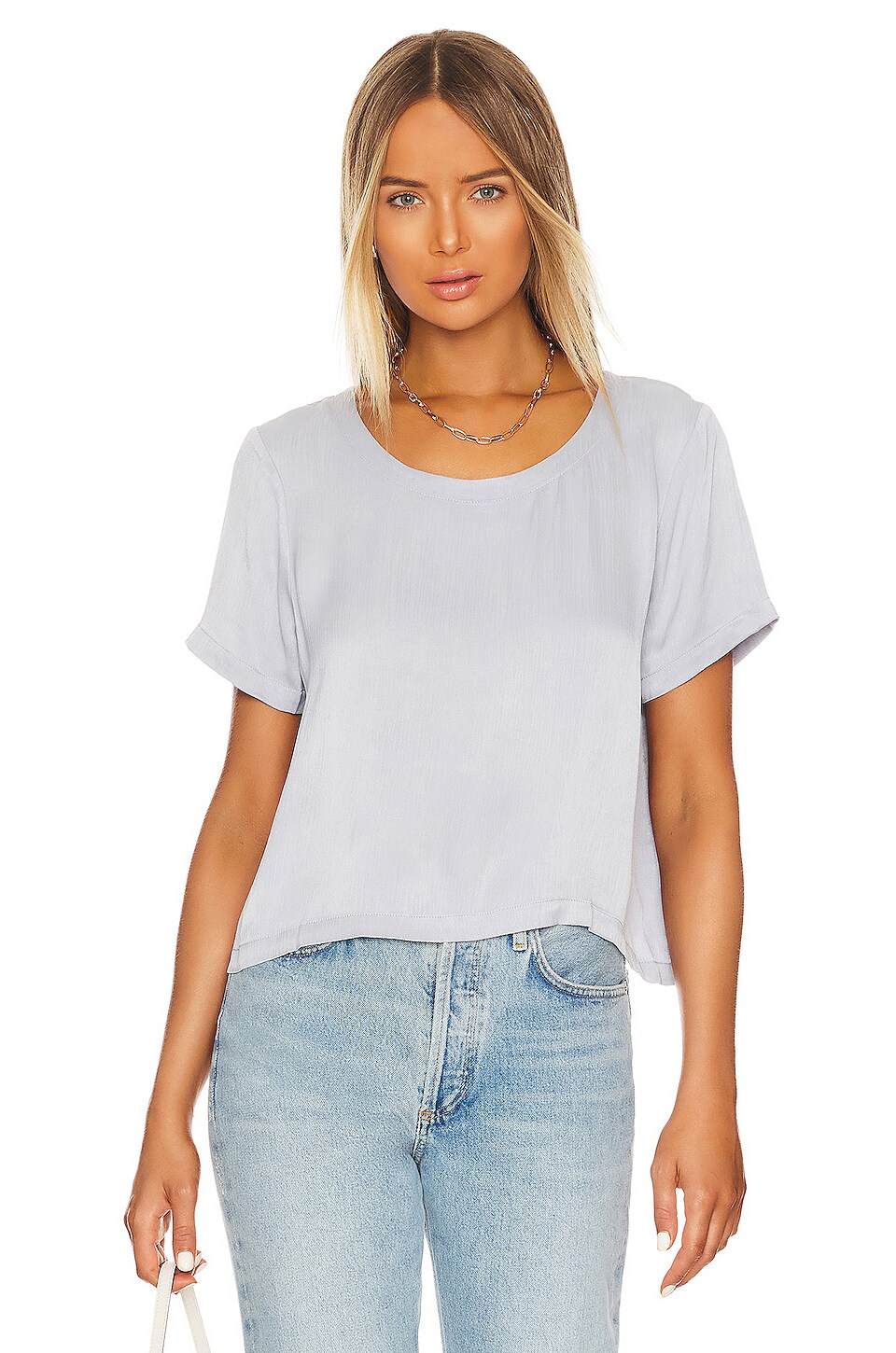 Bobi Cropped Tee in Blue