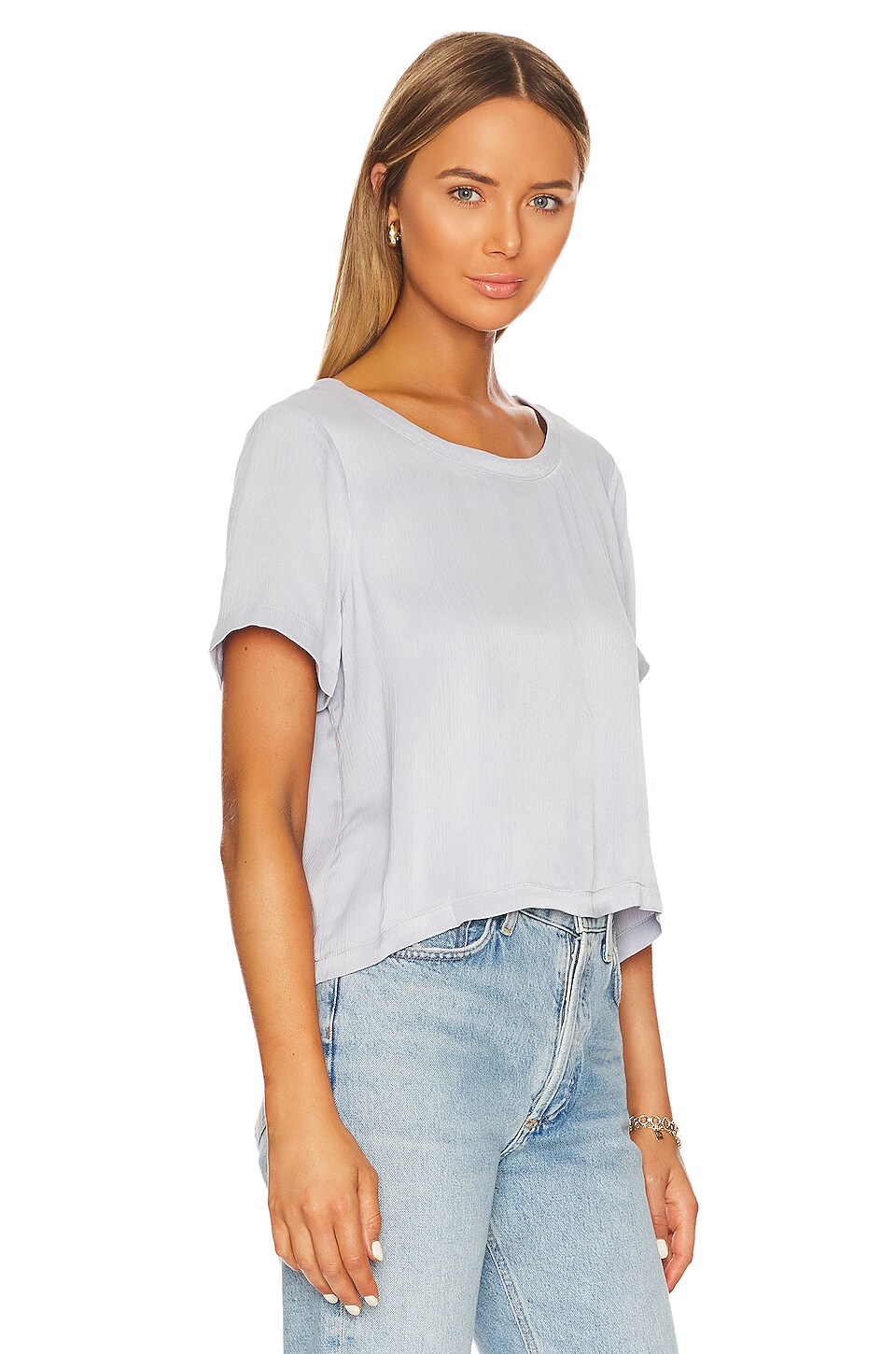 Bobi Cropped Tee in Blue