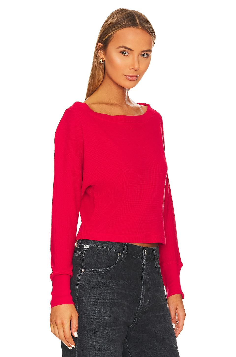 Bobi Off The Shoulder Top in Red Hot | REVOLVE