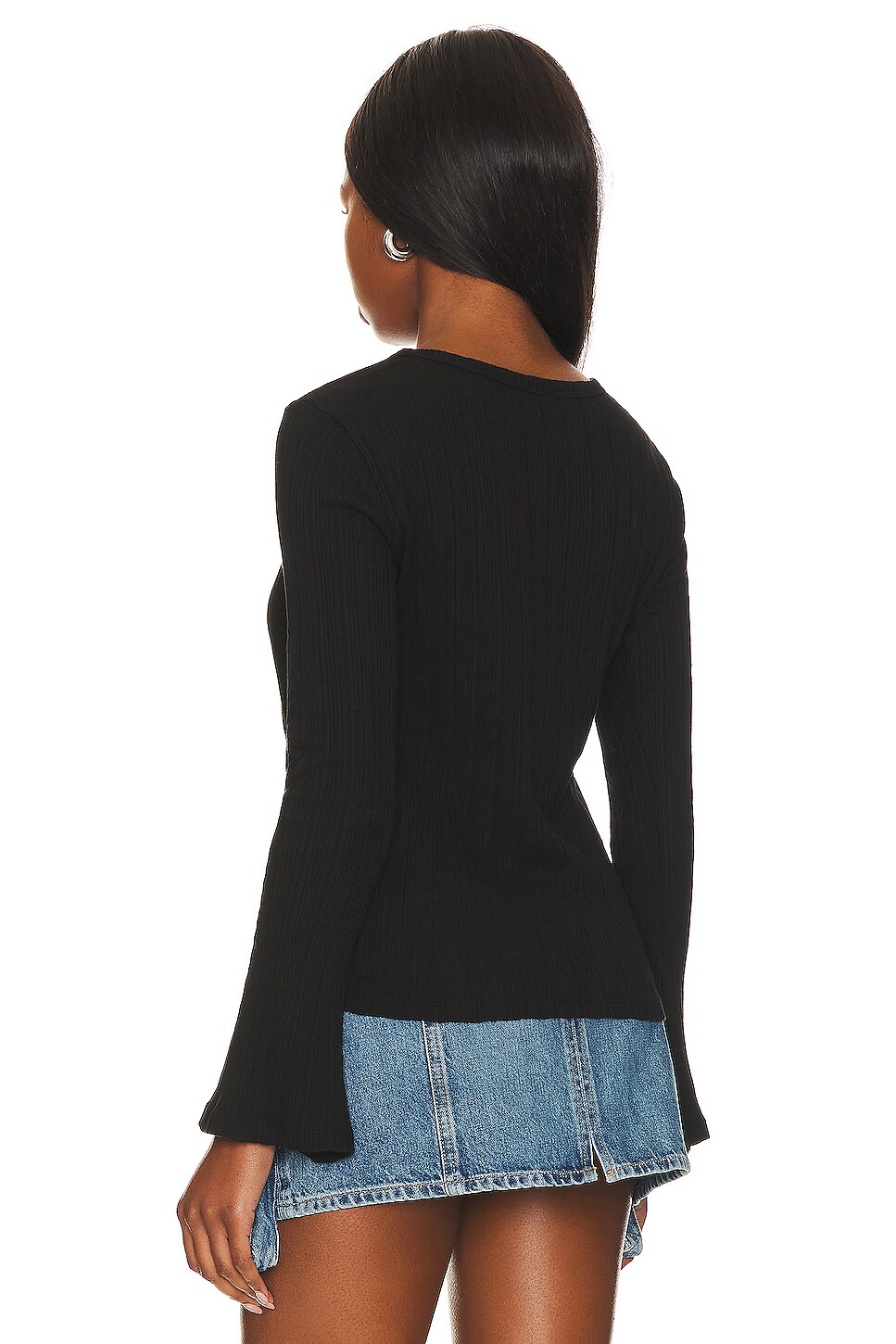 Bobi Ribbed Bell Sleeve Top thumbnail