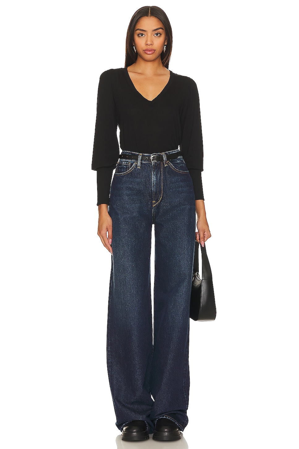 women's banded bottom long sleeve tops