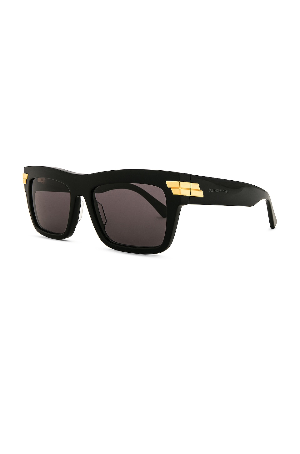 Bottega Veneta Bold Ribbon Rectangular Sunglasses in Shiny Black & Grey