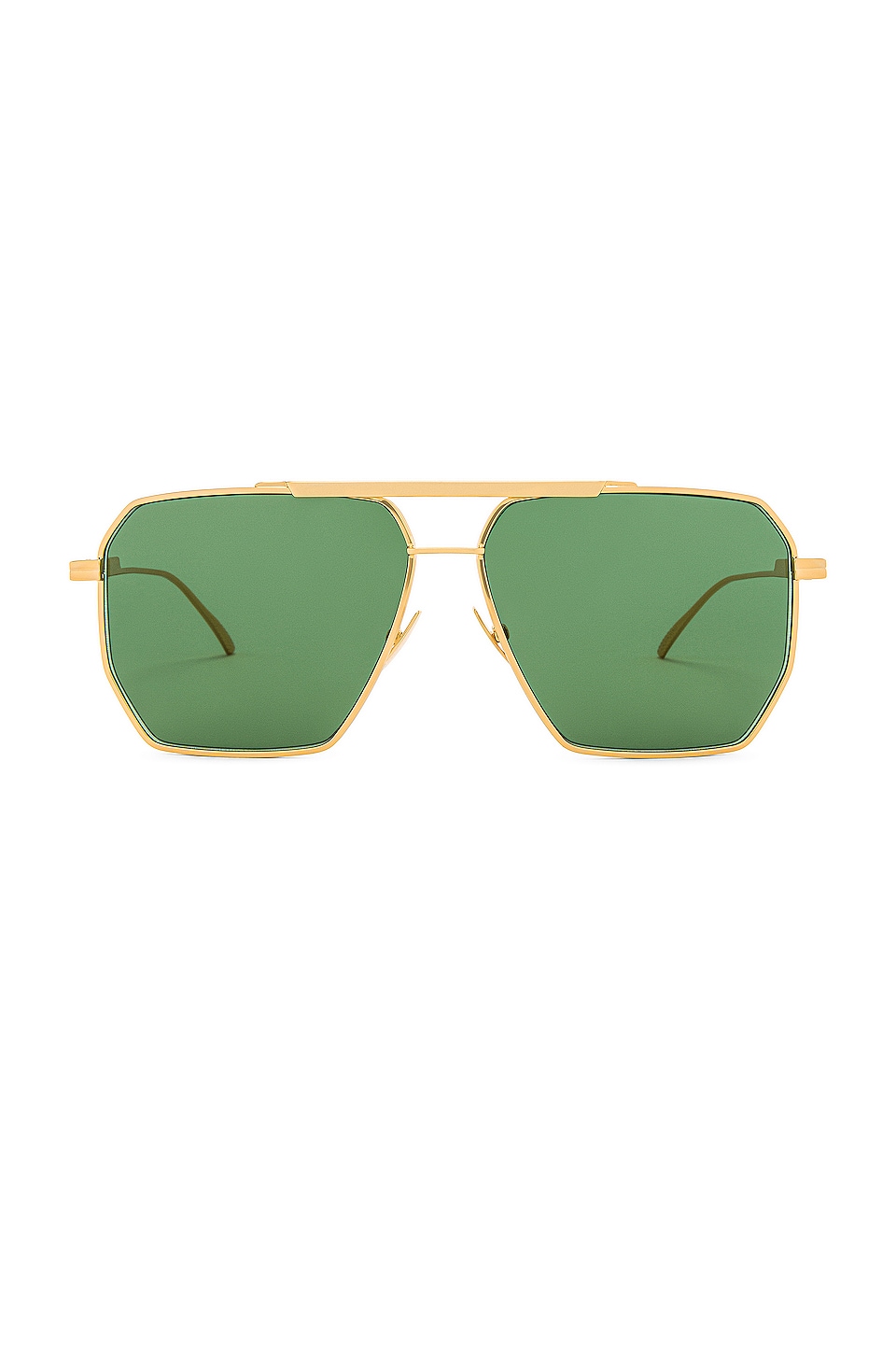 Bottega Veneta Light Ribbon Pilot Sunglasses in Shiny Gold & Green ...