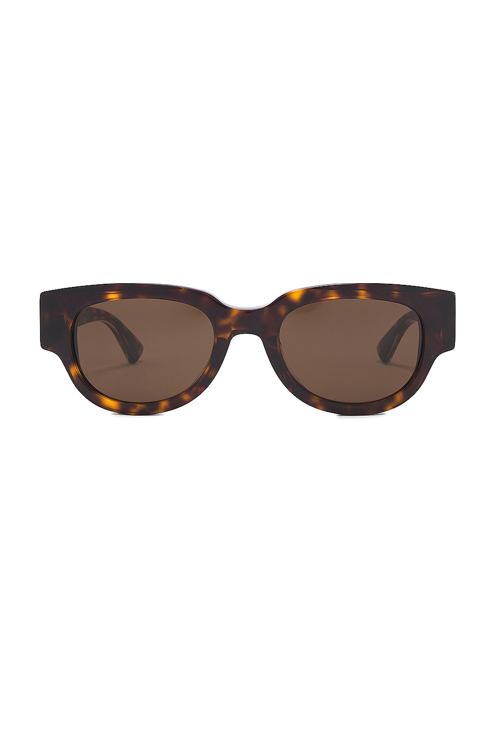 Bottega Veneta Nude Triangle Cat Eye Sunglasses in Havana | REVOLVE