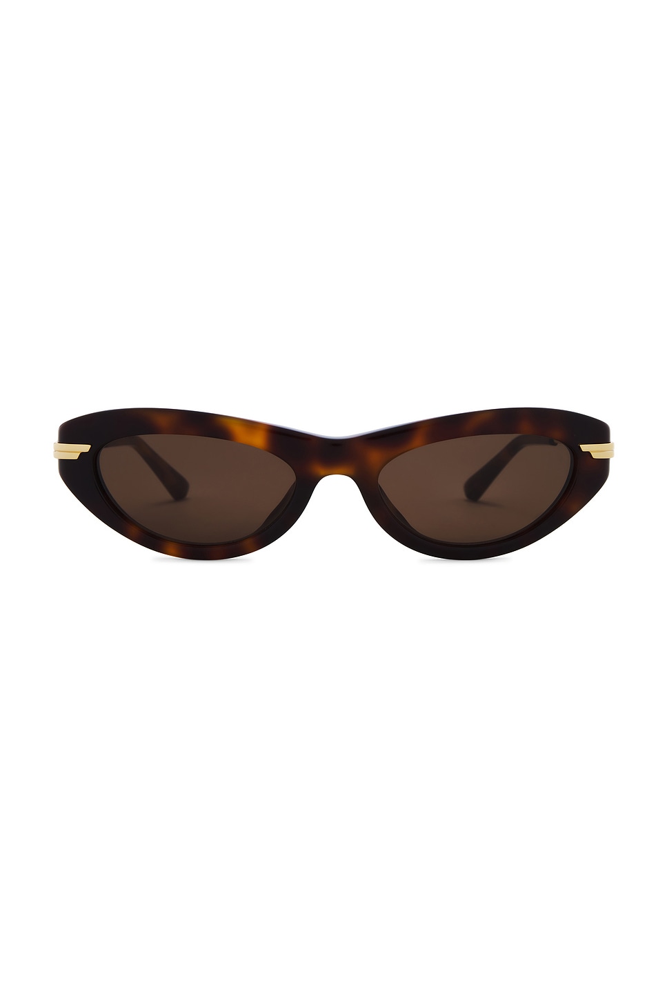 Bottega Veneta Oval Sunglasses in Havana, Gold, & Brown