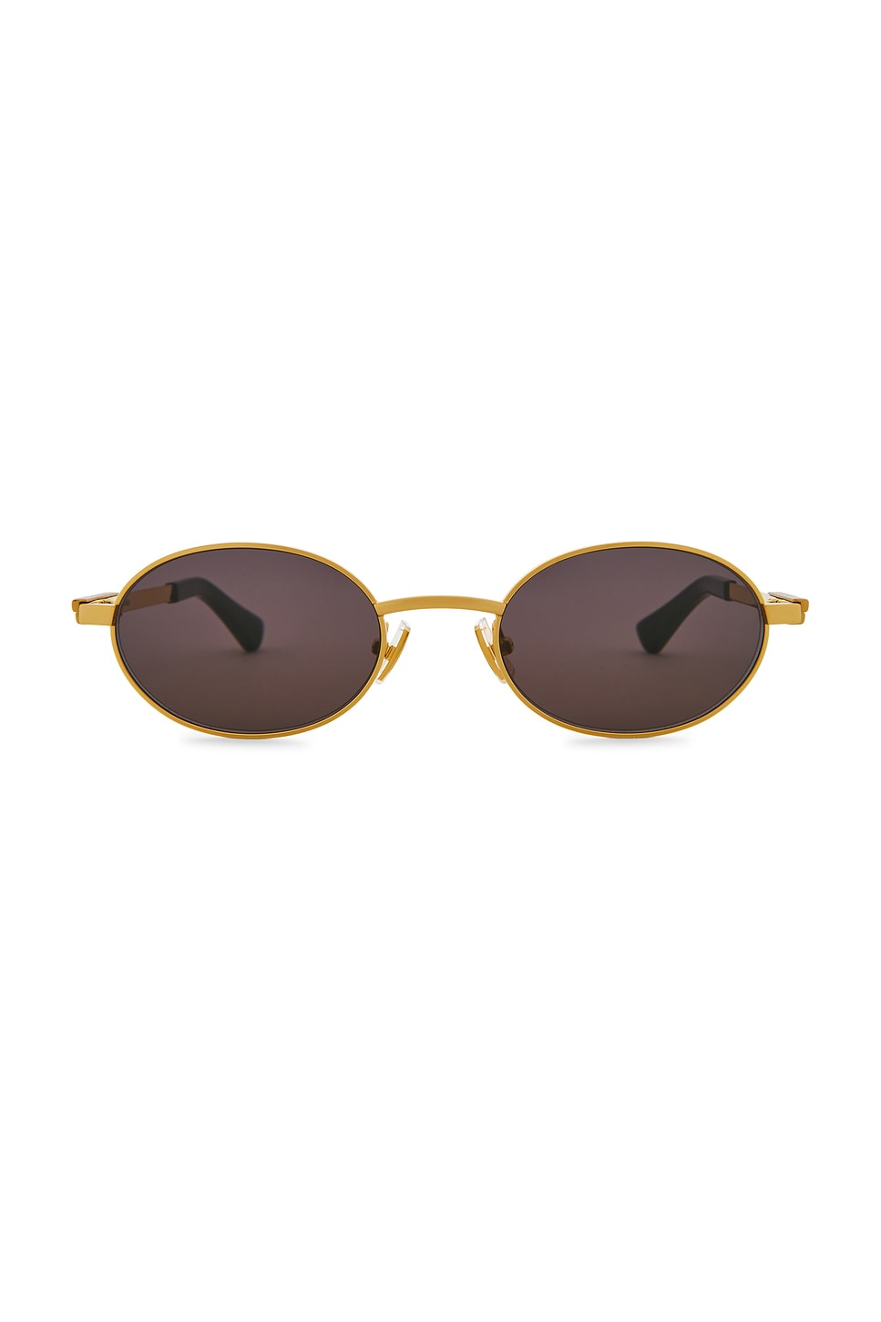 Bottega Veneta Oval Sunglasses in Gold & Grey | REVOLVE display picture 2