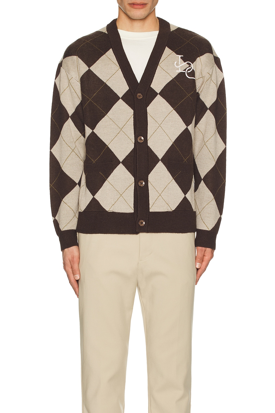 Check Wool Grandad Cardigan - Thumbnail 3