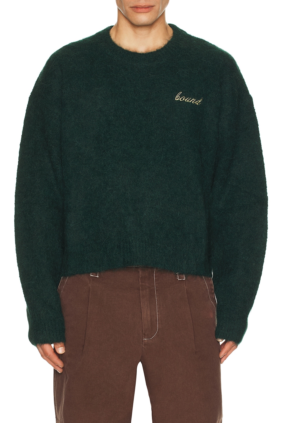 ニット/セーター argue ALPACA WOOL DELUXE KNIT/GREEN 9G Crewneck Knit Sweater in Green – Blue Owl Workshop