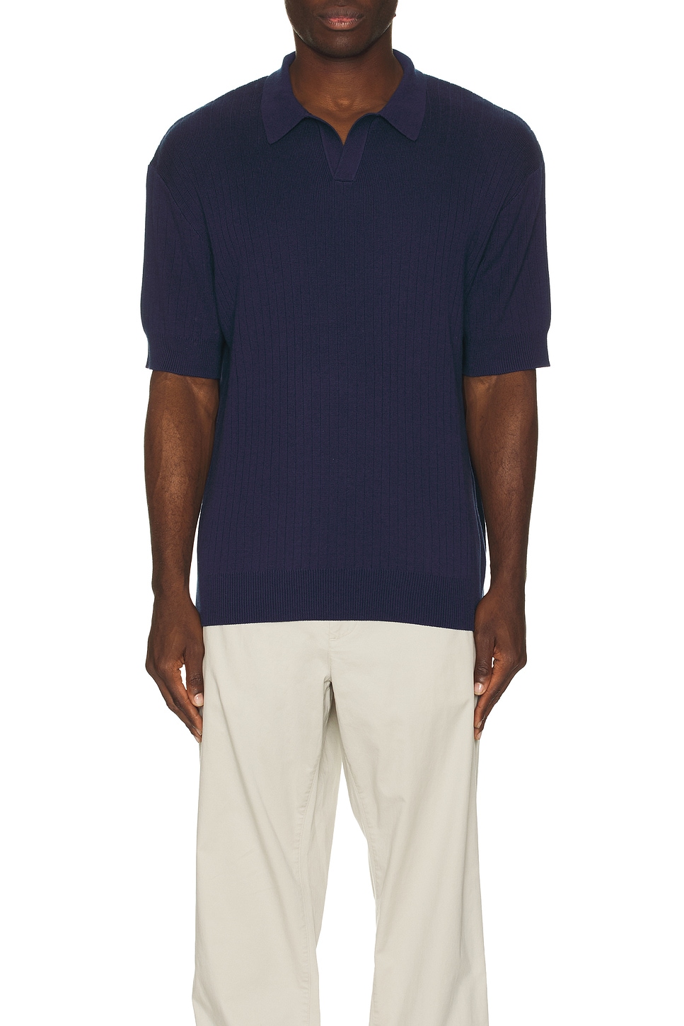 Bound Ribbed Knit Polo in Navy | REVOLVE Bound Ribbed Knit Polo in Navy | REVOLVE