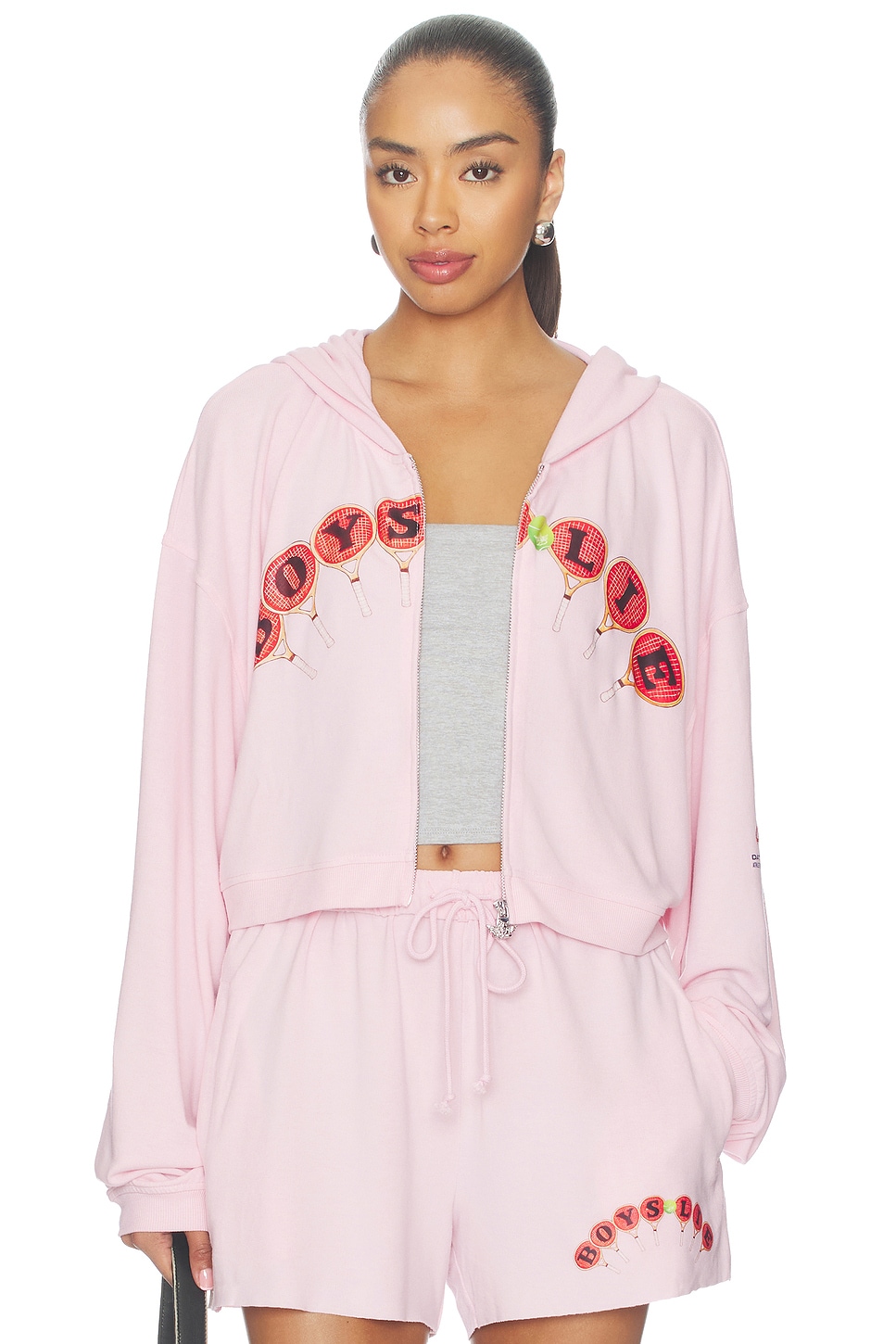 Boys Lie Dating Certified Alex Zip-up Hoodie in Pastel Pink | REVOLVE