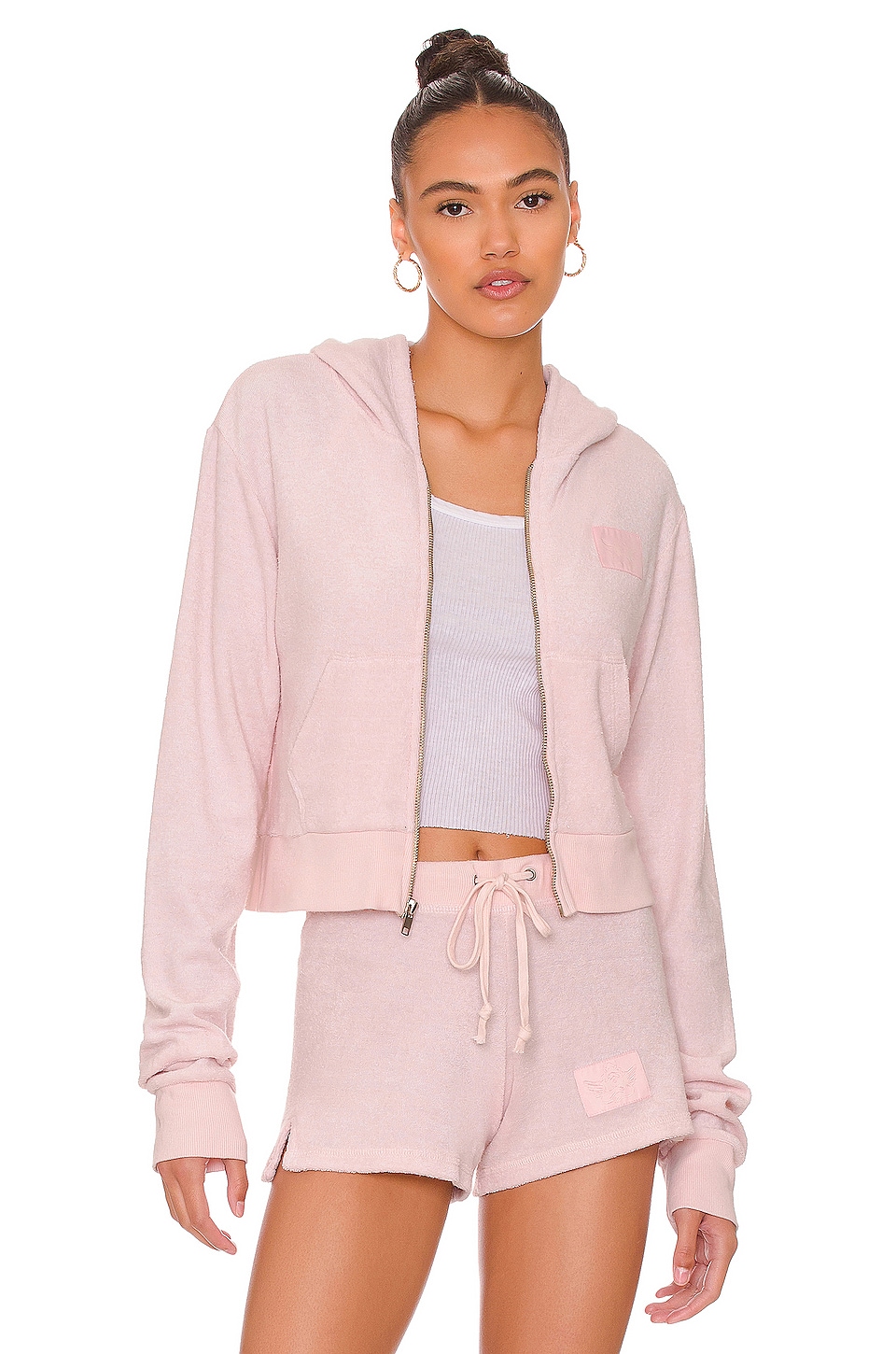 Boys Lie Terry Cloth ZipUp Hoodie in Rose Quartz REVOLVE