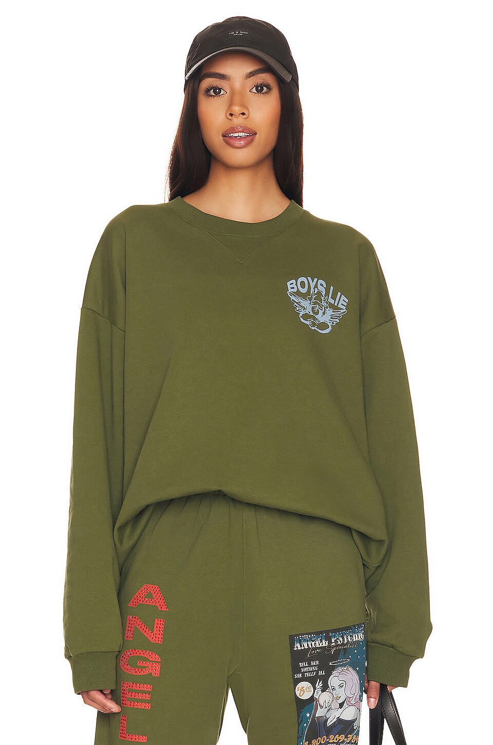 Boys Lie Angel Psychic V2 Sweatshirt in Olive