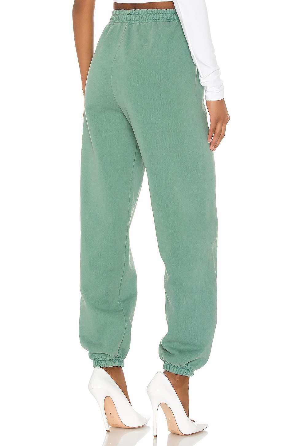 green sweatshirt and sweatpants