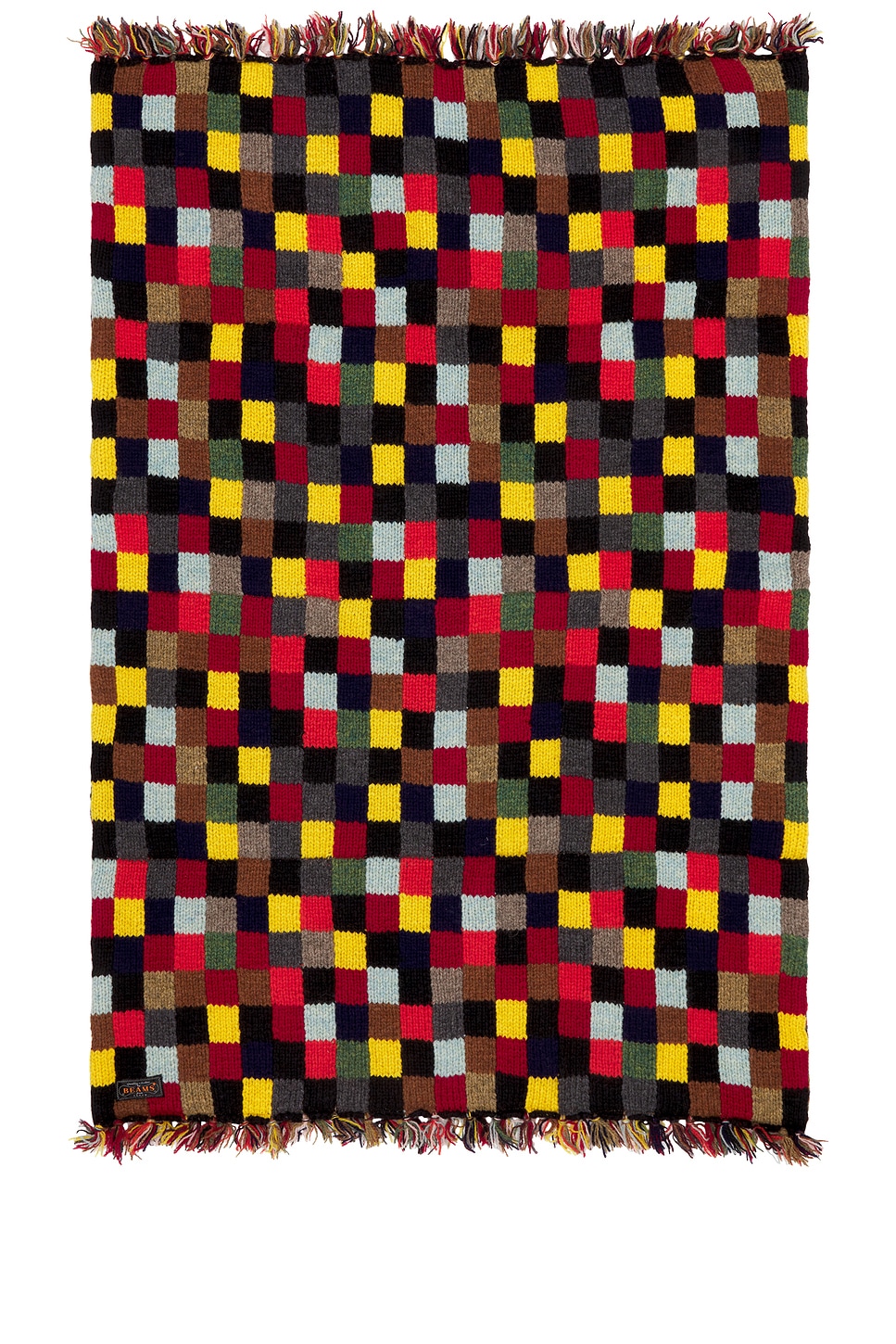 Hand Knit 2 Layer Patchwork Scarf - Thumbnail 1