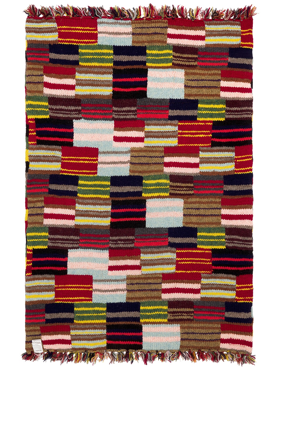 Hand Knit 2 Layer Patchwork Scarf - Thumbnail 2