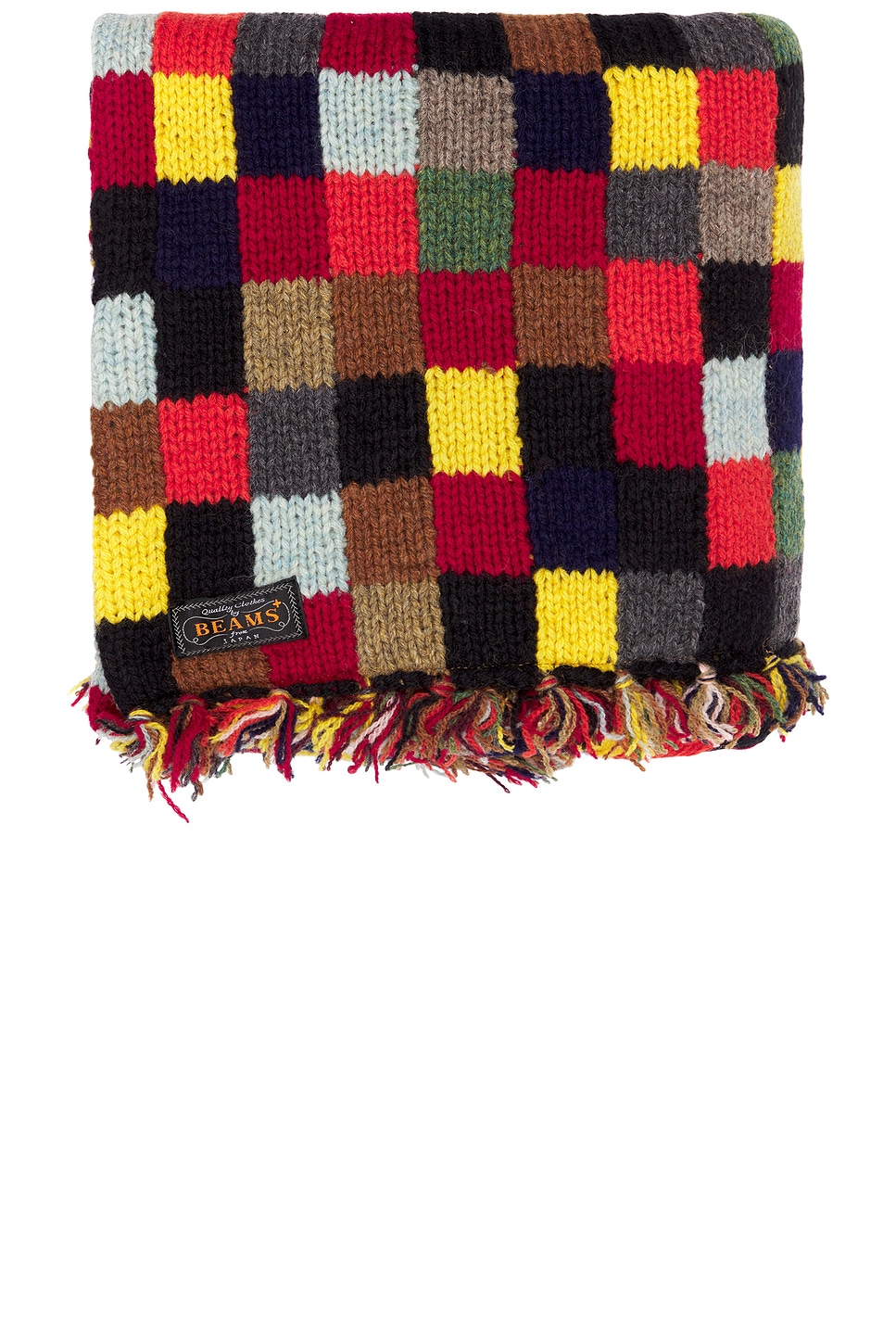 Hand Knit 2 Layer Patchwork Scarf - Thumbnail 3
