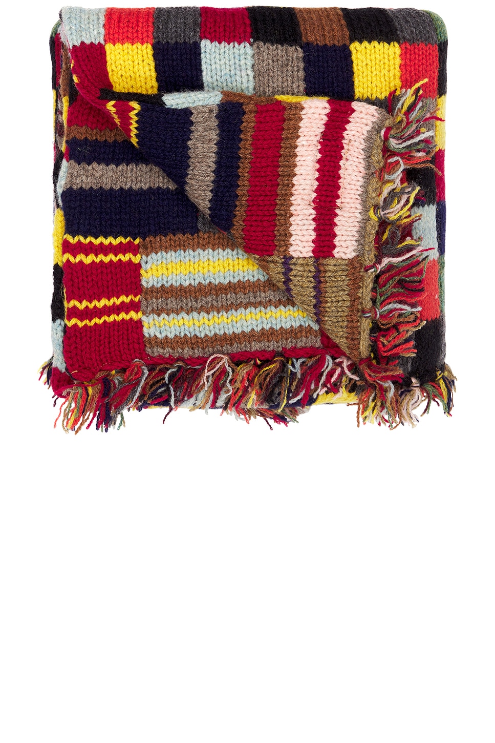 Hand Knit 2 Layer Patchwork Scarf - Thumbnail 4