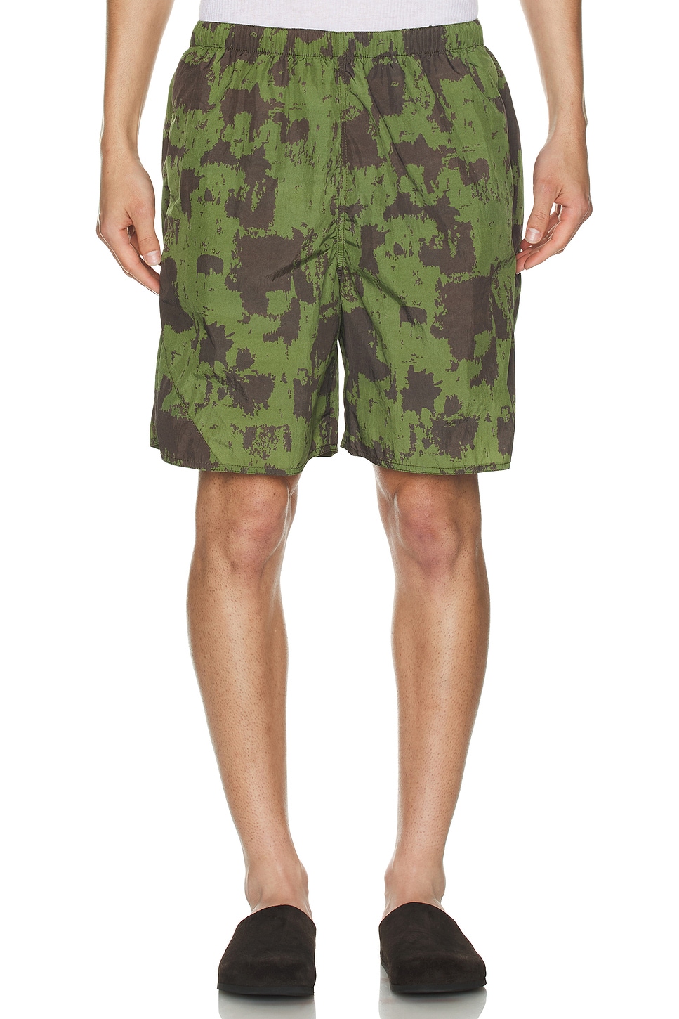 Beams Plus Mil Athletic Shorts Nylon Camo Print in Olive